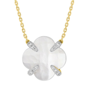 Collier Victoria Lys nacre blanche et diamants or jaune