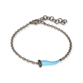 Bracelet titane charm bleu et diamants noirs