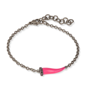 Bracelet titane charm rose et diamants noirs