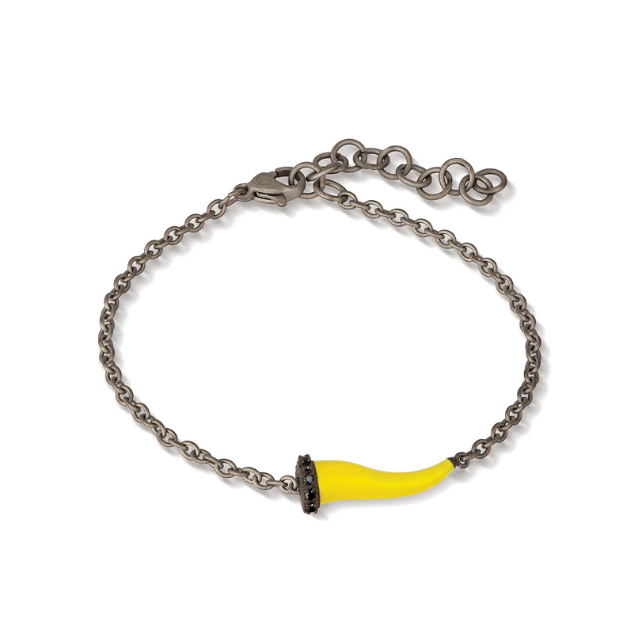 Bracelet titane charm jaune et diamants noirs