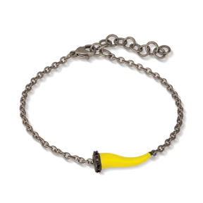 Bracelet titane charm jaune et diamants noirs