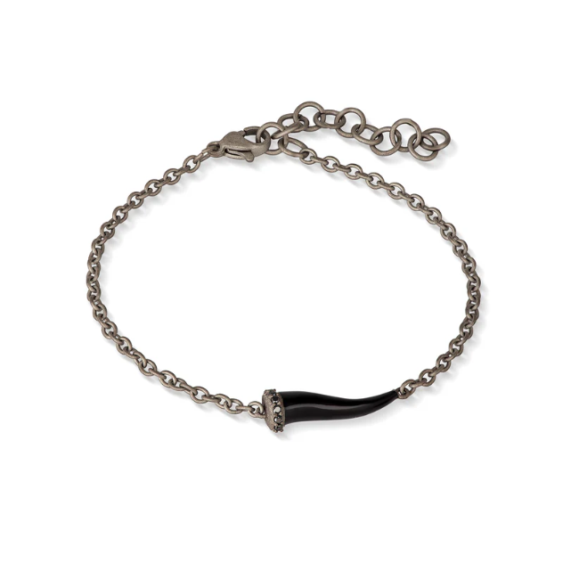 Bracelet titane charm noir et diamants noirs