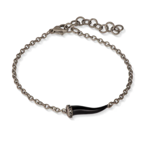 Bracelet titane charm noir et diamants noirs