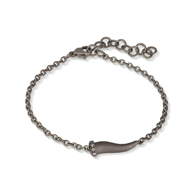 Bracelet titane charm noir et diamants blancs