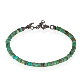 Bracelet titane howlite turquoise et diamants noirs