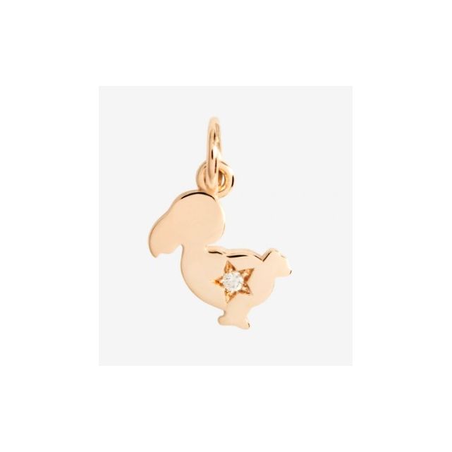 Pendentif dodo junior or rose et diamant