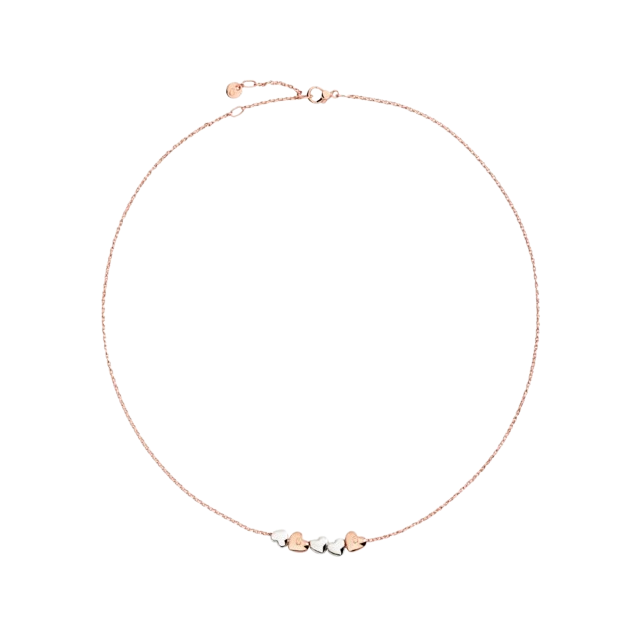 Collier coeur or rose et argent