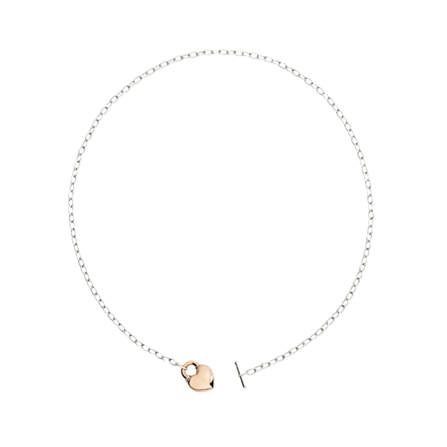 Collier cœur or rose et argent