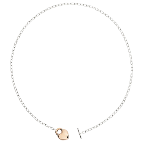 Collier cœur or rose et argent